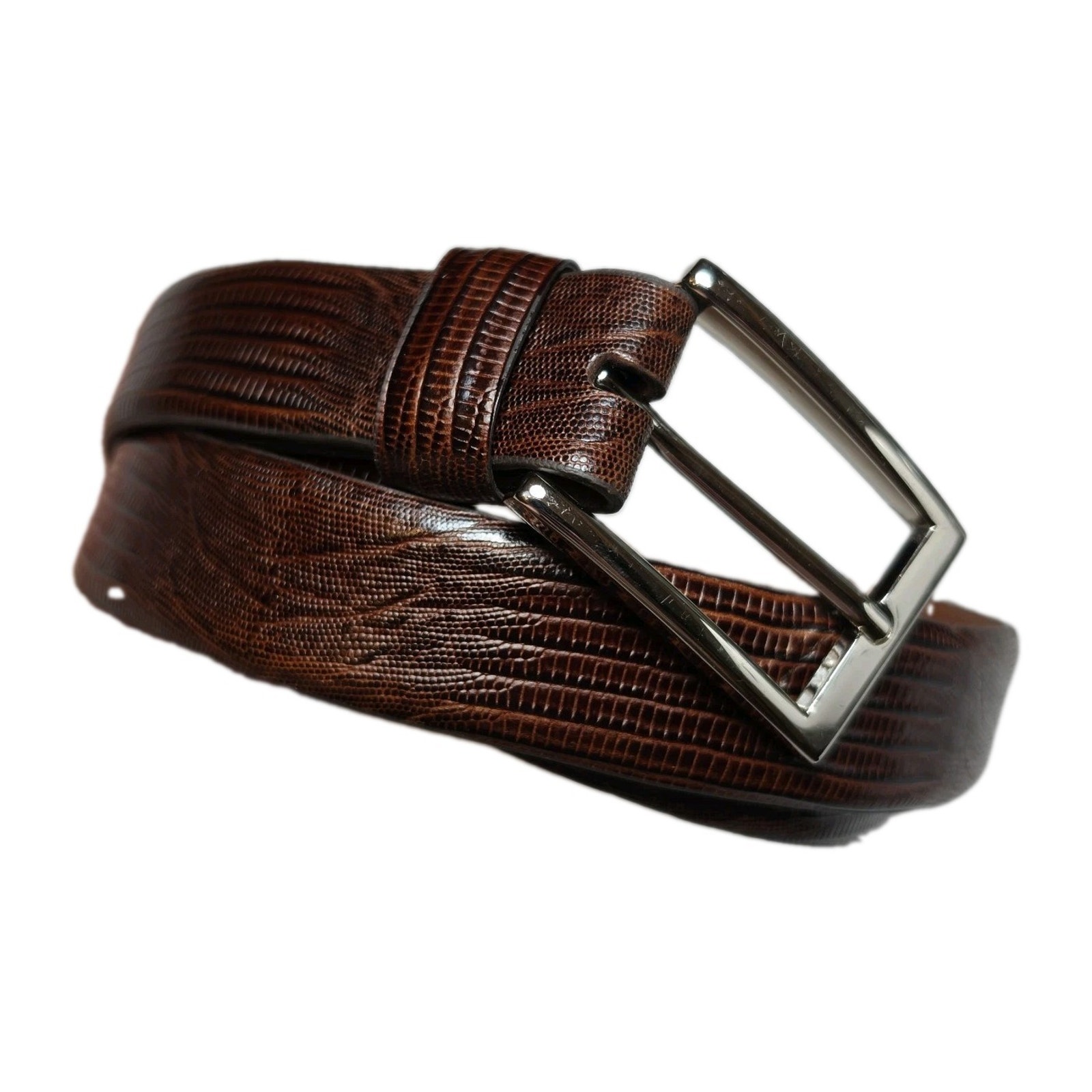 Jos. A Bank Belt Brown Mens Sz 38 Genuine Leather 1 1/4" Embossed Lizard